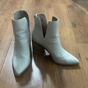 Steve Madden White Pointed-Toe Cutout Ankle Booties